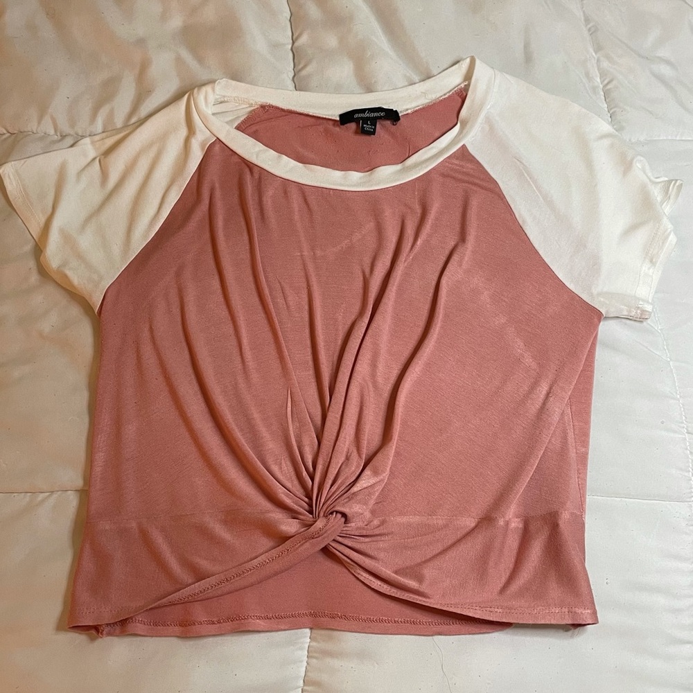 Pink and White Crop Top